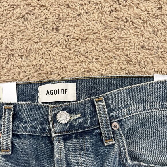 Agolde Kelly Jean Women 27 Blue Backdrop Distressed High-rise Straight Leg NWT - Picture 4 of 8